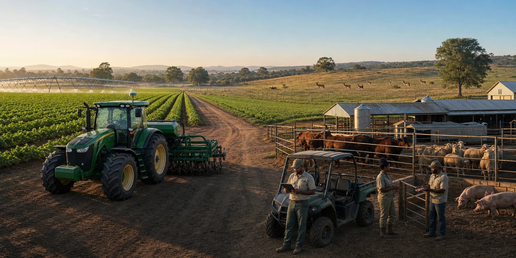 Farm team working across equipment, crops, livestock and wildlife